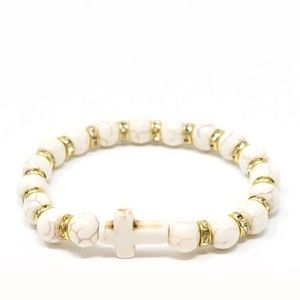 Stretch Bracelet White Howlite Rhinestone Spacers